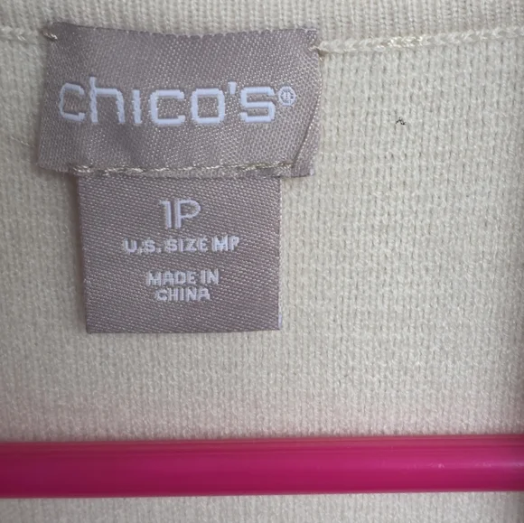 Chicos Women's Cream Cardigan Vest - Picture 2 of 4